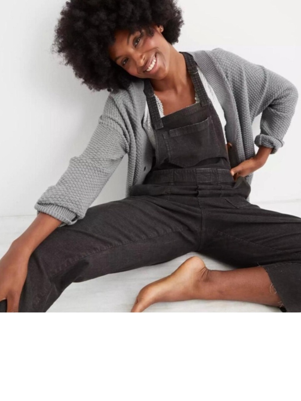Aerie Twill Utility Overalls in Smoked Grey